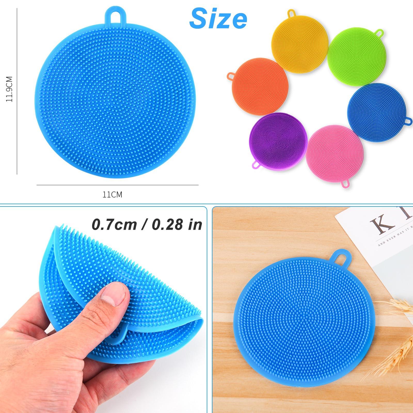 MISSJOJIAY Silicone Dish Scrubber, 12 Pack Silicone Sponge Dish Brush Food Grade BPA Free Reusable Rubber Sponges Dishwasher Safe and Dry Fast for Kitchen Dish Dishes Fruits Vegetables Washing and Cleaning
