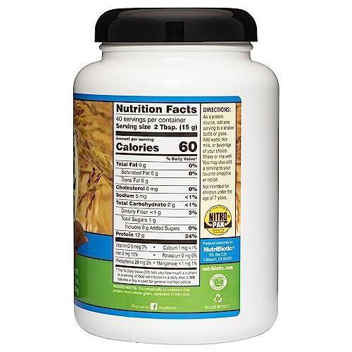 NutriBiotic NutriBiotic Plain Rice Protein, 1 Lb. 5 Oz. (600g) | Low Carb, Keto-Friendly, Vegan, Raw Protein Powder | Grown & Processed without Chemicals, GMOs or Gluten | Easy to Digest & Nutrient-Rich
