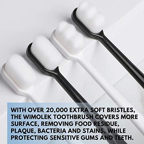 Wimolek Extra Soft Toothbrush for Sensitive Gums and Teeth with 20,000 Ultra Soft Bristles. Micro-Nano Toothbrush. Excellent Cleaning Effect (2 Pack) (White Wave Bristle)
