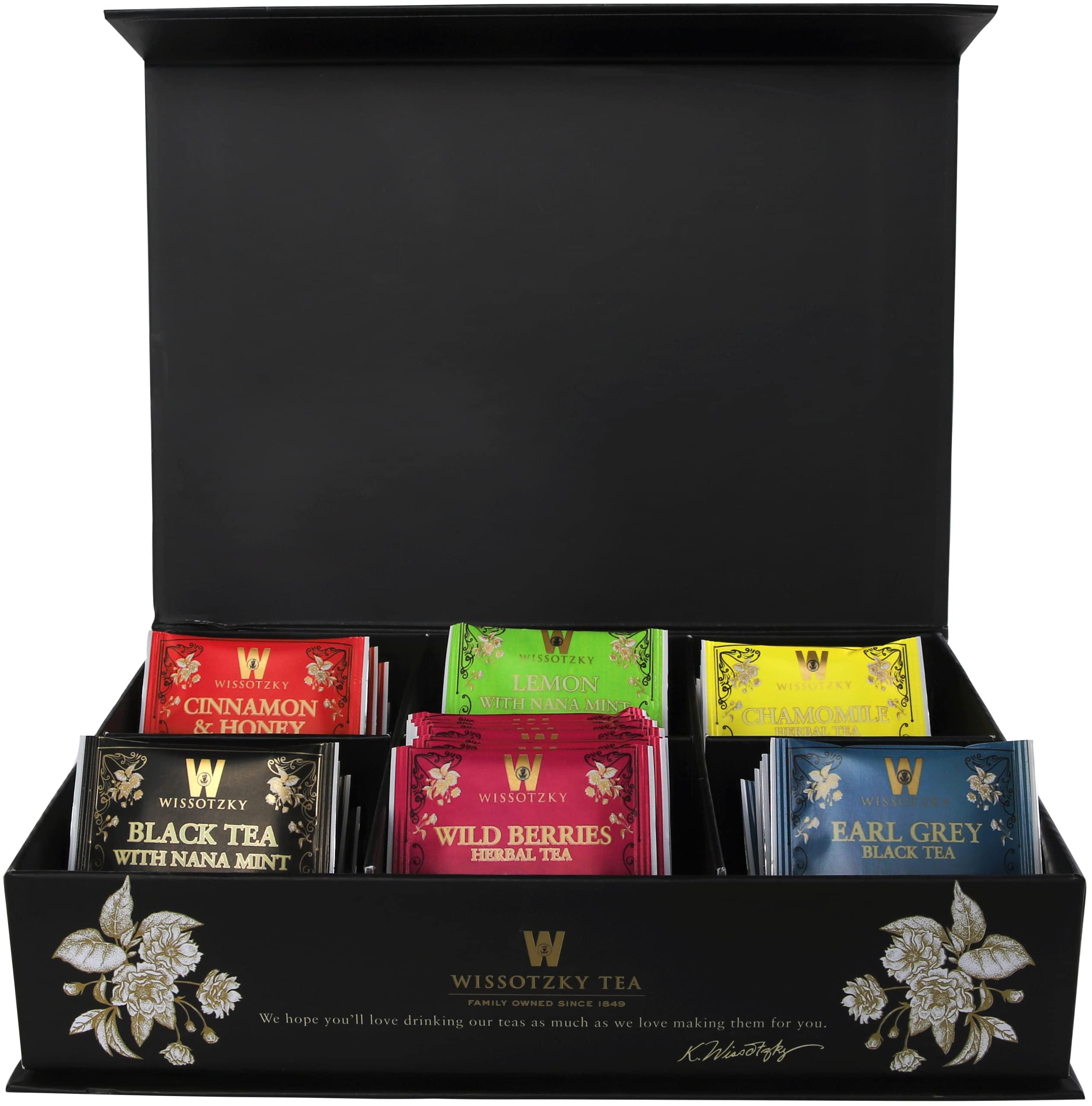 Wissotzky Tea Wissotzky Artisinal Tea Chest Box, Assorted Flavors of Black & Herbal Tea Bags (42 Tea Bags) 6 Flavors | Tea Sampler Variety Pack | Tea Gift Set | Individually Wrapped | Corporate & Holiday Gifts | Certified Koesher
