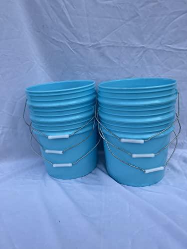 ISMART BUCKET 3.5 Gallon Bucket 6 Pcs Pack No Lid- Durable All Purpose Pail,Food Grade, BPA Free Plastic (Aqua, 6)