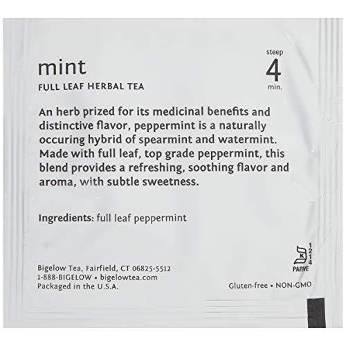 Bigelow Tea Steep Café Mint Herbal Tea, 50 Bags per Box, Single Source, Premium Whole Leaf Teas in a Sachet Pyramid Bag, Individually Wrapped in a Foil Pouch, Hot or Iced, by Bigelow Tea
