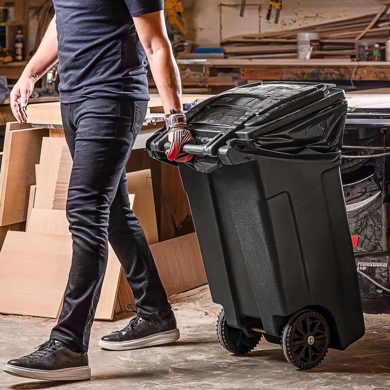 PLASTIC PRINCE 95-96 Gallon Trash Bags Heavy Duty 2 Mil 100 Pounds Extra Large Industrial Durable 90, 95, 96, 100 Gal Black Garbage Can Liners, Fits Rubbermaid Brute 95 gal Trash Cans, 61\" x 68\" (50 Pack) Bulk