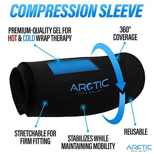 Arctic Neck Relief Two Pack - Cold Therapy Compression Ice Sleeve, Knee Ice Pack Wrap for Injuries, Elbow, Quad & Hamstring Relief, Flexible & Reusable Cold Wrap Recovery for Meniscus, ACL, MCL, Ice & Heat Therapy