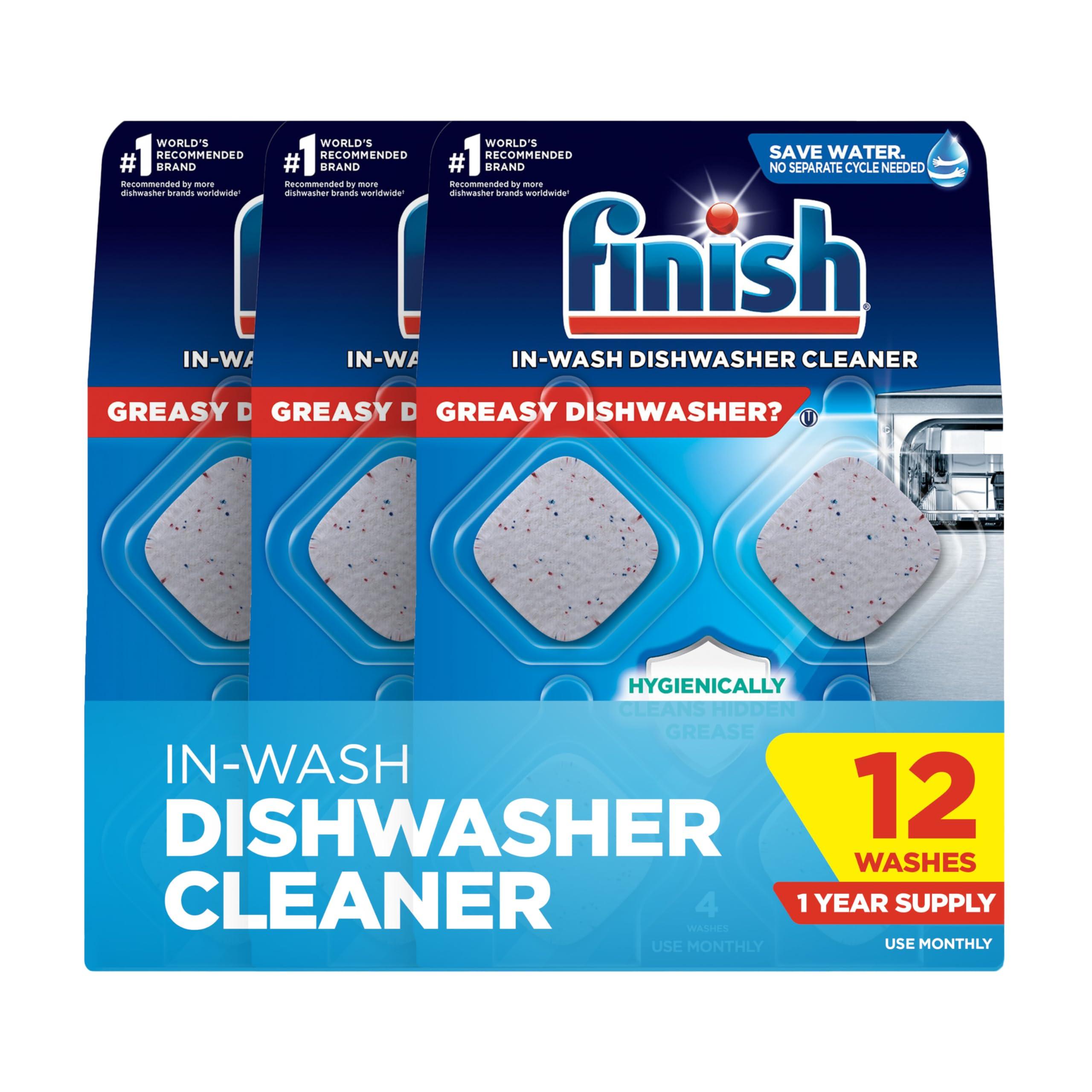 Finish Finish Dishwasher Cleaner Tablets, 12 count, Hygienically Cleans Hidden Grease, Use in Normal Cycle, Lemon Scented, 12 Month Supply