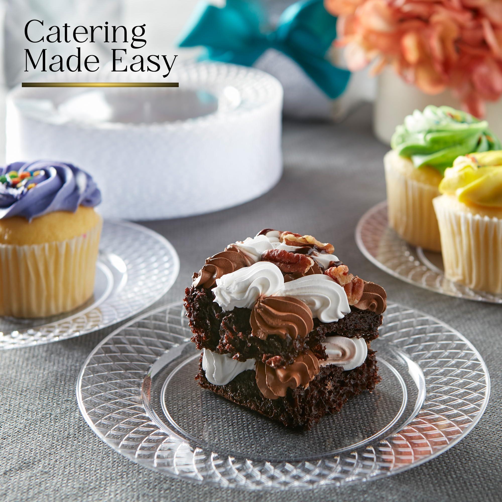 Stock Your Home Stock Your Home Premium Clear Plastic Dessert Plates, 6\" Inch Appetizer, Dessert, and Party Plates (100 Count) Heavy Duty Hard Plastic Disposable Wedding Cake Plates, Crystal Clear for Holiday Parties