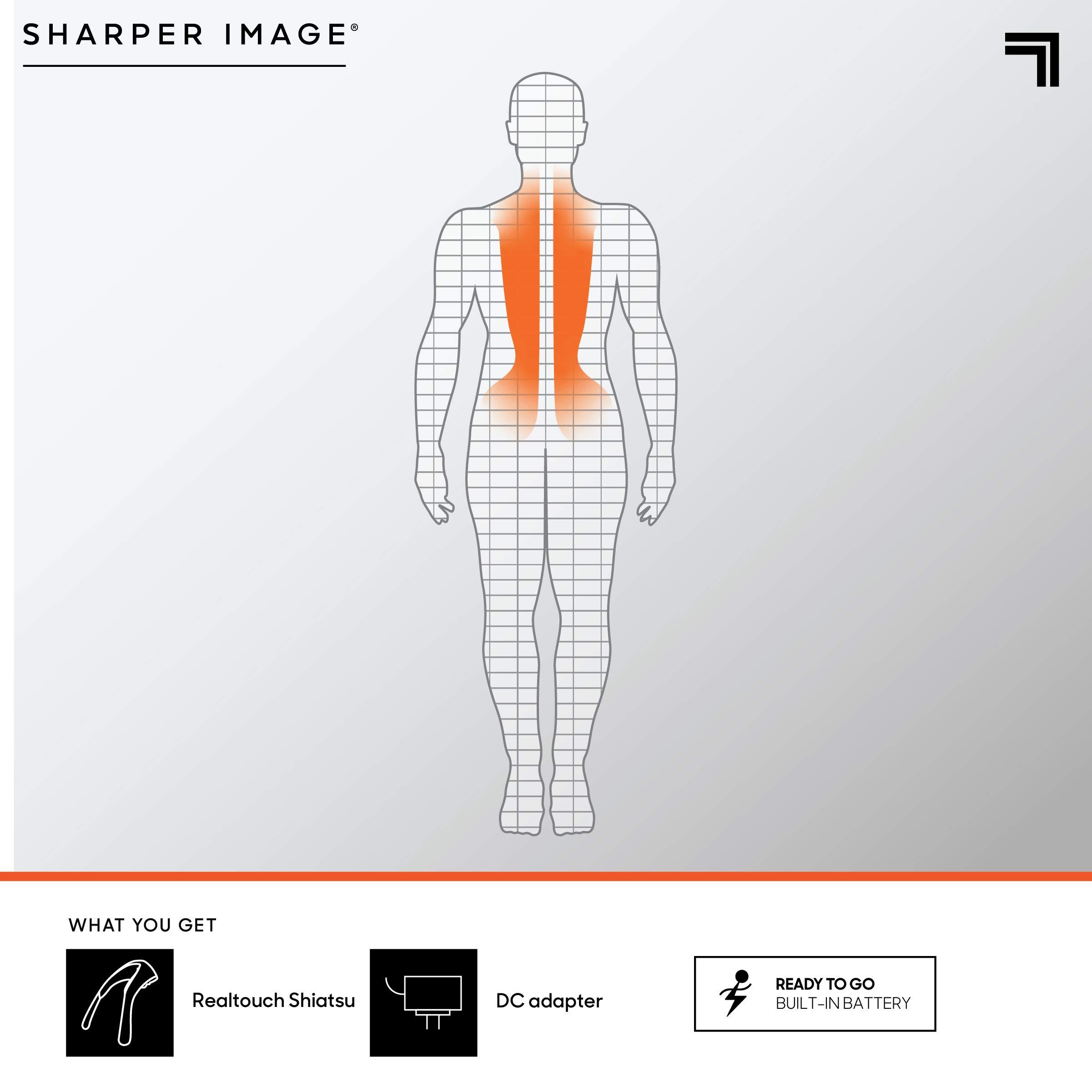 Sharper Image Sharper Image Realtouch Massager - Wireless Neck & Back Shiatsu Massage with Heat| Soothes Sore Muscles, Neck, Back, & Shoulders| Cordless & Rechargeable| Adjustable Intensity| Pain & Stress Relief