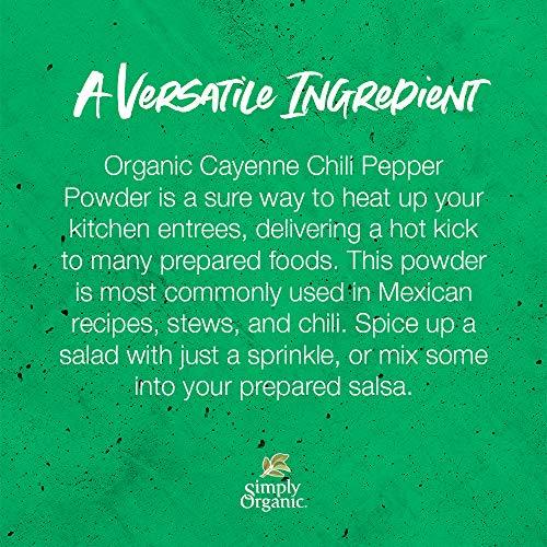 Simply Organic Simply Organic Cayenne Pepper, 2.89 Ounce, Pure, Organic Cayenne Peppers, No GMO\'s, Kosher Certified