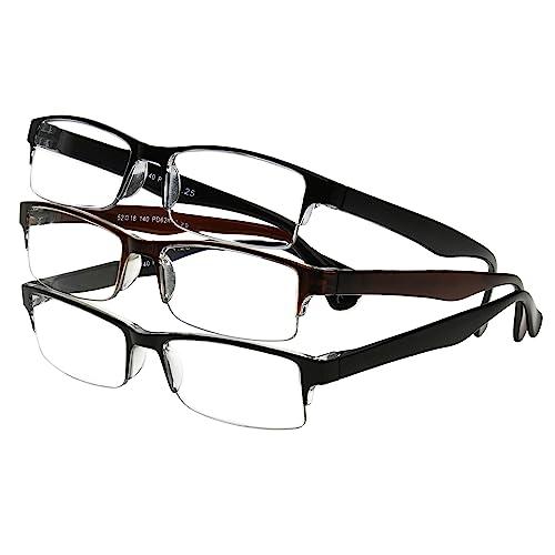 Foster Grant Foster Grant Men\'s Pete Rectangular Reading Glasses, Black and Brown, 3 Pack, 2.5x