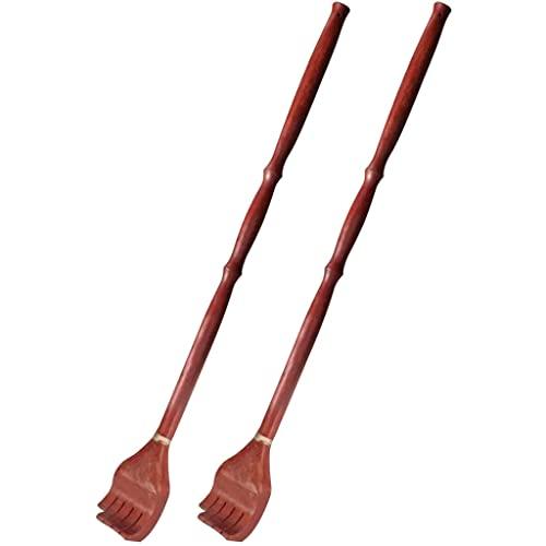 FGQuelle Back Scratcher for Men Household Medium and Long Handle Backscratchers, Elderly Use Hand Polished Wood Scratching, Great Gift (Color : Red*2, Size : 45.5cm)