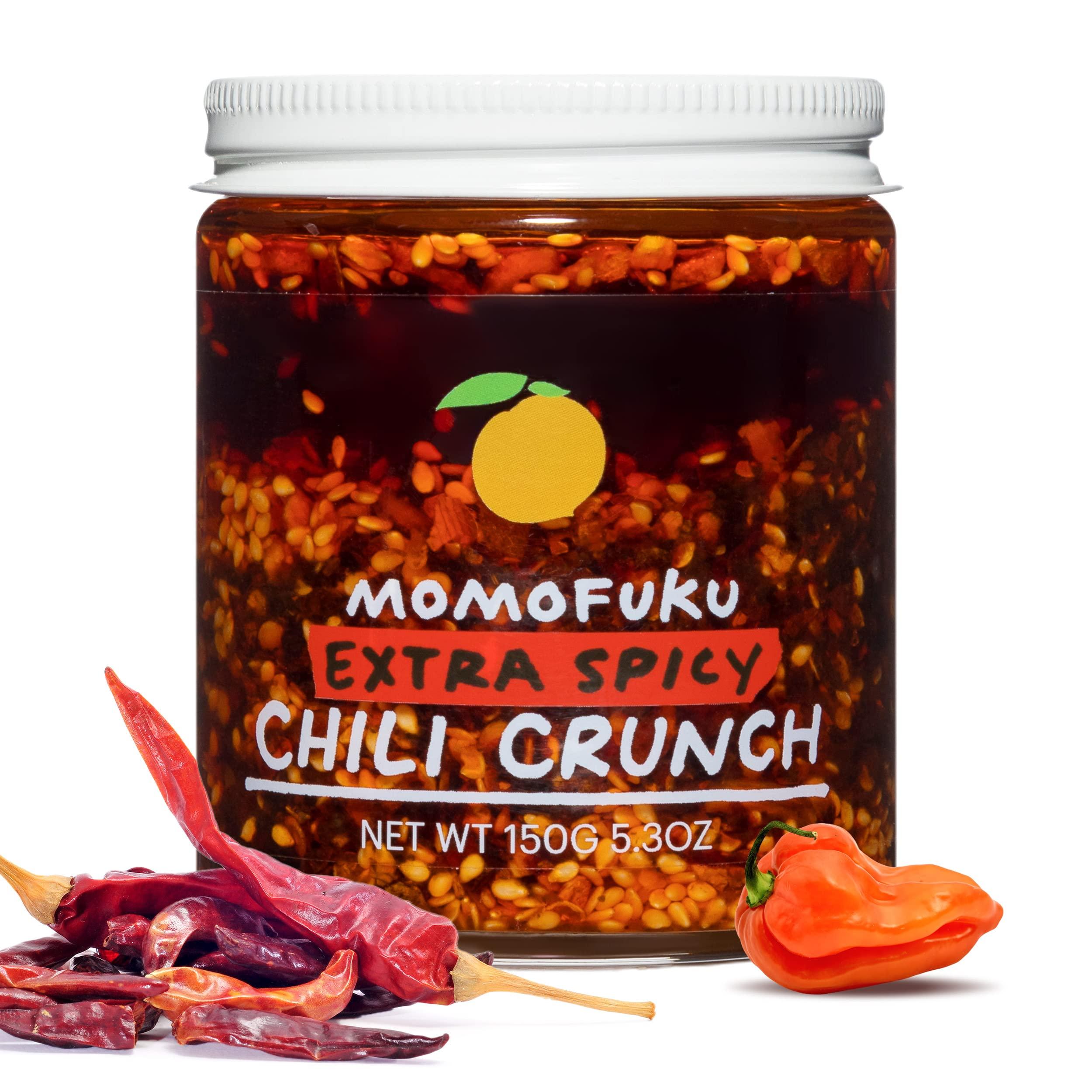 MOMOFUKU Momofuku Extra Spicy Chili Crunch by David Chang, (5.3 Ounces), Oil with Crunchy Garlic and Shallots, Crisp for Cooking as Sauce or Topping
