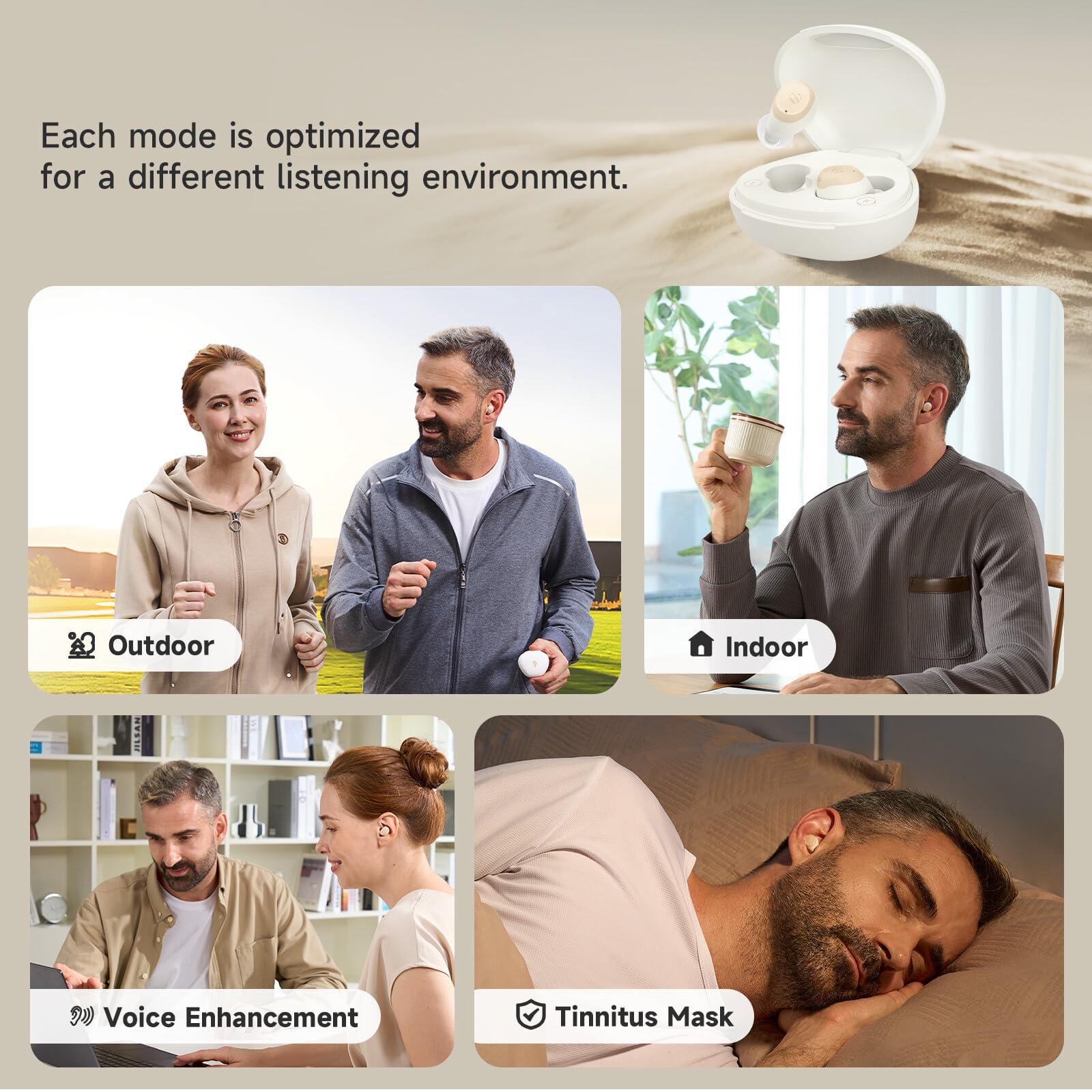 Edifier Mini Hearing Aids, Hearing Aids for Seniors with Bluetooth, Rechargeable Hearing Aid with Noise Cancellation,4 Professional Modes, OTC Hearing Amplifier,Nearly Invisible & Comfortable,App Control,Clear Sound