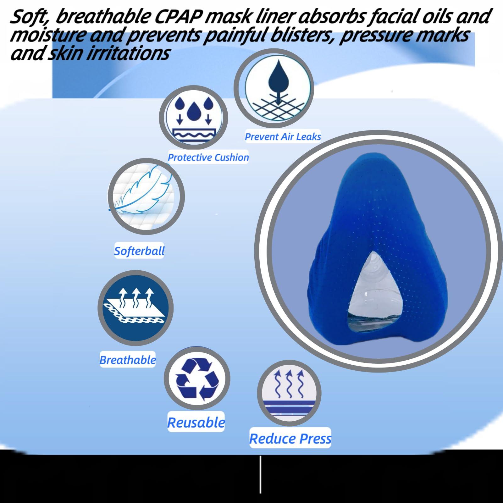 playWooWgo 4 Pack CPAP\' Mask Liners, Covers for Seal Mask Cushion Comfort Silky CPAP\' Mask Covers One Size Fit All Full Face Masks,Improve The Comfort of Wearing The Mask (Blue)