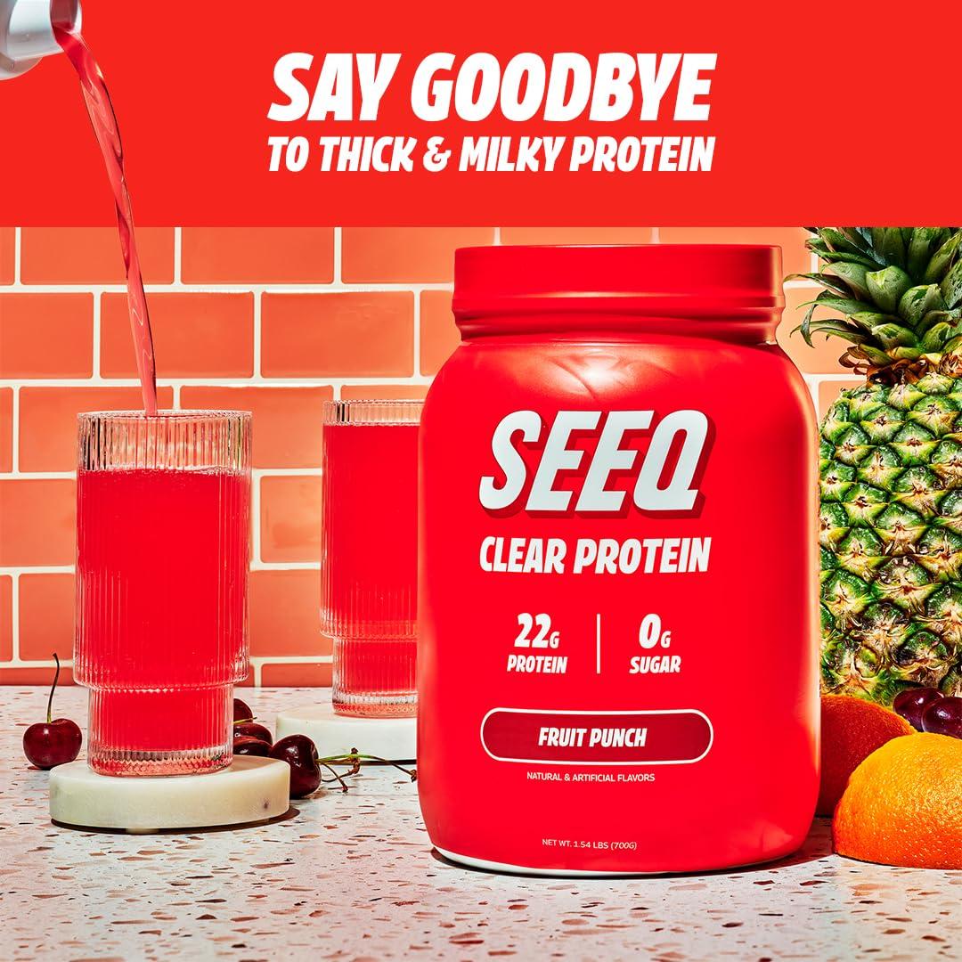 SEEQ SEEQ Clear Whey Isolate Protein Powder, Fruit Punch, 25 Servings, 22g Protein Per Serving, Sugar-Free, Keto-Friendly, Soy-Free Clear Protein Powder, Juice-Like Protein