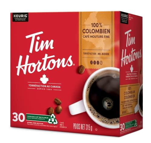 Tim Hortons Tim Hortons Colombian Coffee, Single Serve Keurig K-Cup Pods, Dark Medium Roast, 30 Count {Imported from Canada}