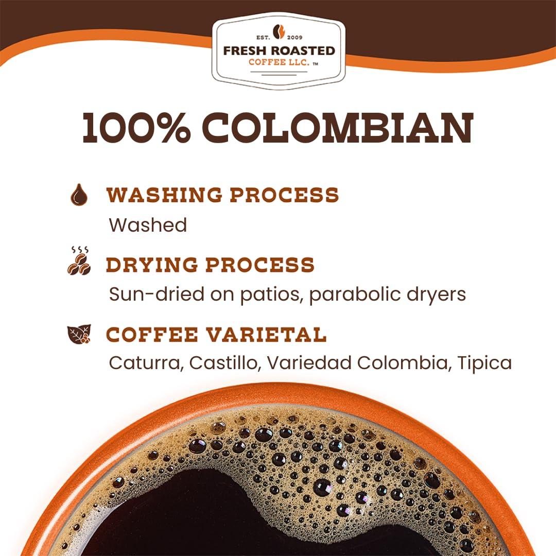 Fresh Roasted Coffee Fresh Roasted Coffee,100% Colombian, 5 lb (80 oz), Medium Roast, Kosher, Whole Bean
