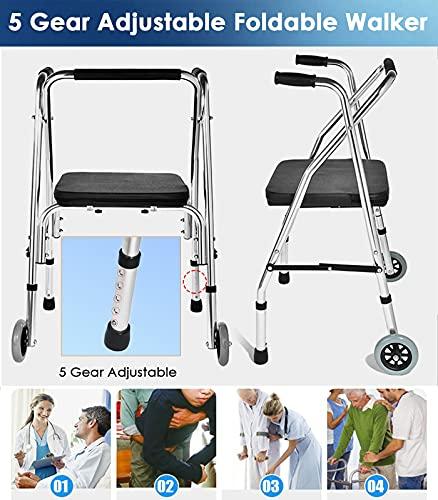 LSMK Rollator Walker with Seat 400 Lbs, Lightweight Sit to Stand Walker/Mobility Walker for Seniors Adults Elderly Women, Walker Aids with Handle and Wheels