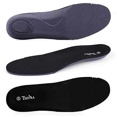 TIESTRA 2 Pair-Insoles for Mens Memory Foam Shoe Inserts,Replacement Insoles for Work Boot Running Shoes-Shock Absorption and Cushion for Feet Relief,Comfort Inner Soles for Everyday Use Black 42EU/US9