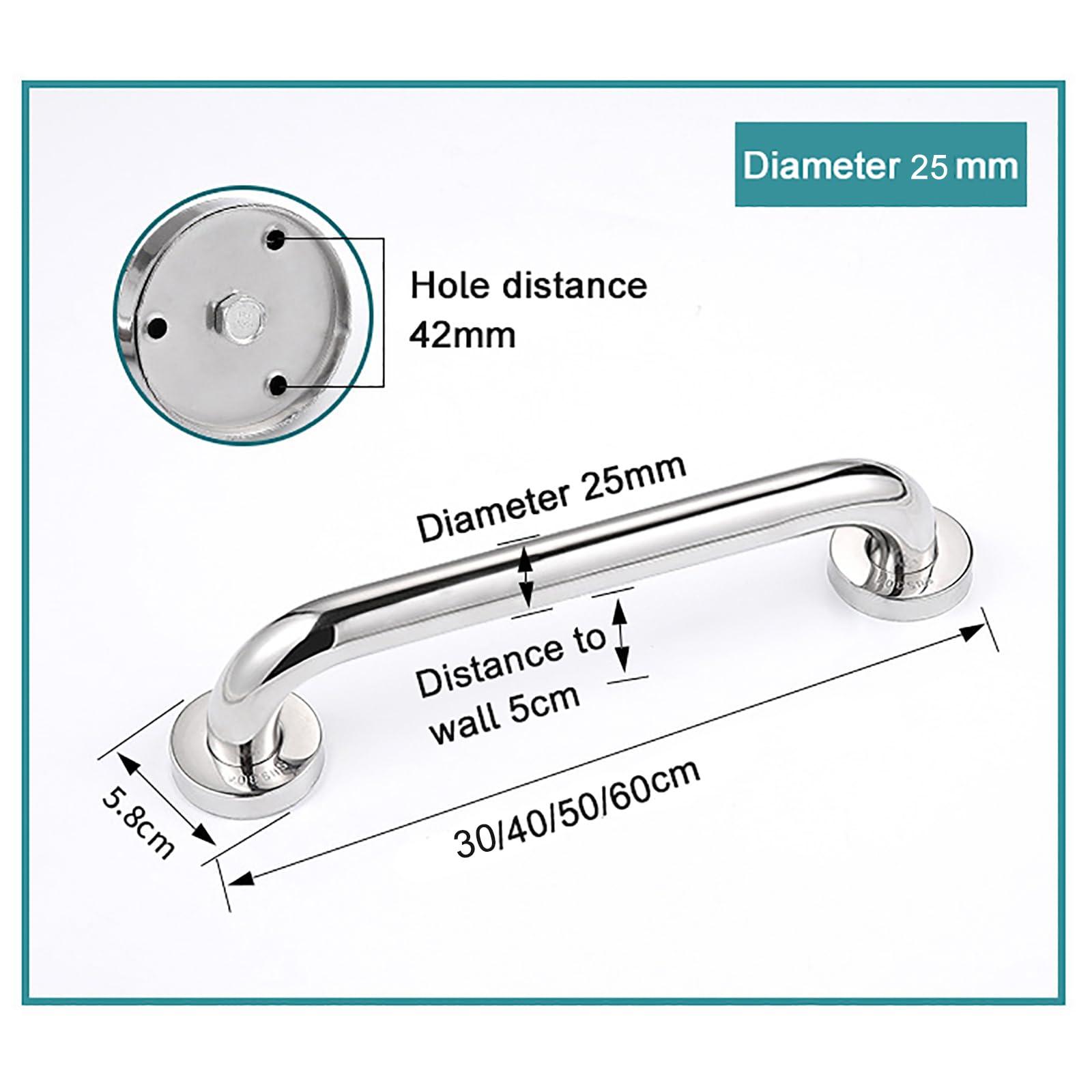 DOUZIO Grab Bars for Shower SUS304 Stainless Steel Grab Rail Grab Handle 25/32mm Anti-Slip Heavy Duty Bath Handles for Seniors/Elderly/Handicap/Pregnant(Size:50cm/19.7in,Color:Diameter 2.5cm/0.98in)