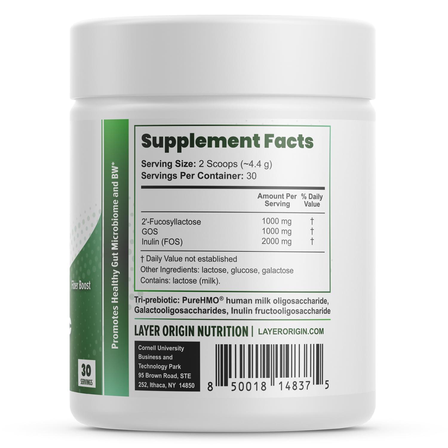 Layer Origin Layer Origin Constipiotic Prebiotic Fiber to Ease Bowel Movement and Support Regularity - 4.4 g Per Serving - HMO 2\'FL, GOS, Inulin FOS - 30-Day Supply - Unflavored, No Taste, Dissolve Easily