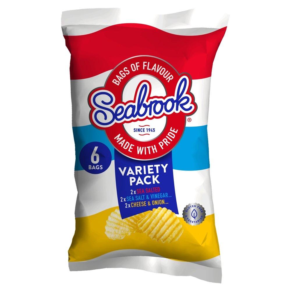 SEABROOK Seabrook Crinkle Crisps Variety Pack, 6 x 25g