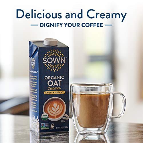 SOWN SOWN Organic Oat Creamer Sweet & Creamy - Barista Oat Milk Non Dairy Coffee Creamer - Plant Based, Dairy-Free, Vegan, Gluten-Free, Non-GMO, Shelf Stable - 32oz (Pack of 3)