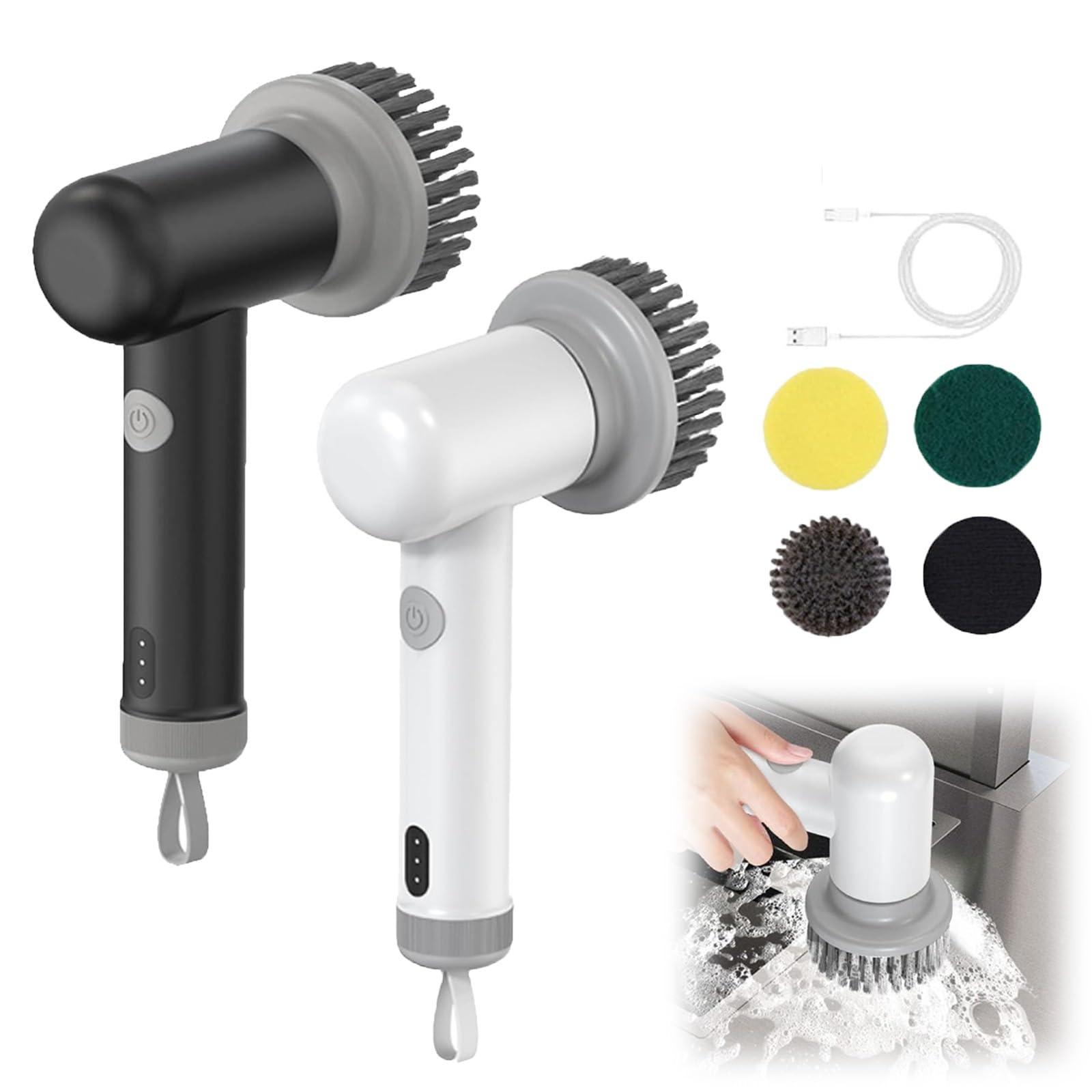 beeto Sinushi Cleaning Brush, sinushi Scrubber, Spin Power Scrubber, Sunoshi Power Spin Scrubber, Electric Brush for Cleaning, Sinushi Cordless Power Spin Scrubber, for Kitchen Bathroom (Color : Black+Whit