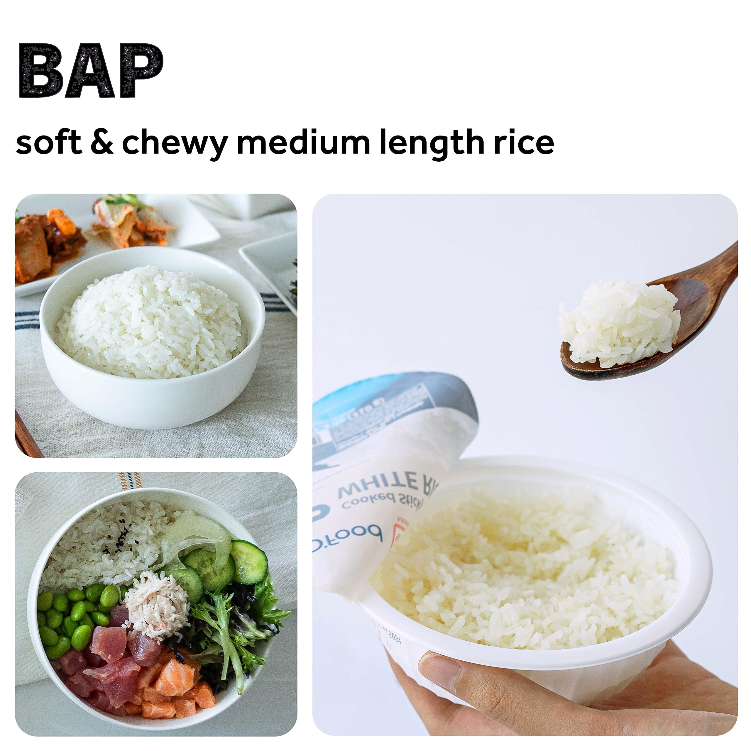 C O'Food O\'Food BAP Instant Rice (Pack of 3), Korean Cooked White Rice, Microwavable, Gluten-Free Sticky Rice Bowl, Asian Rice, Pantry Staple, Microwave Safe, Perfect with Kimchi, Noodles, Soup