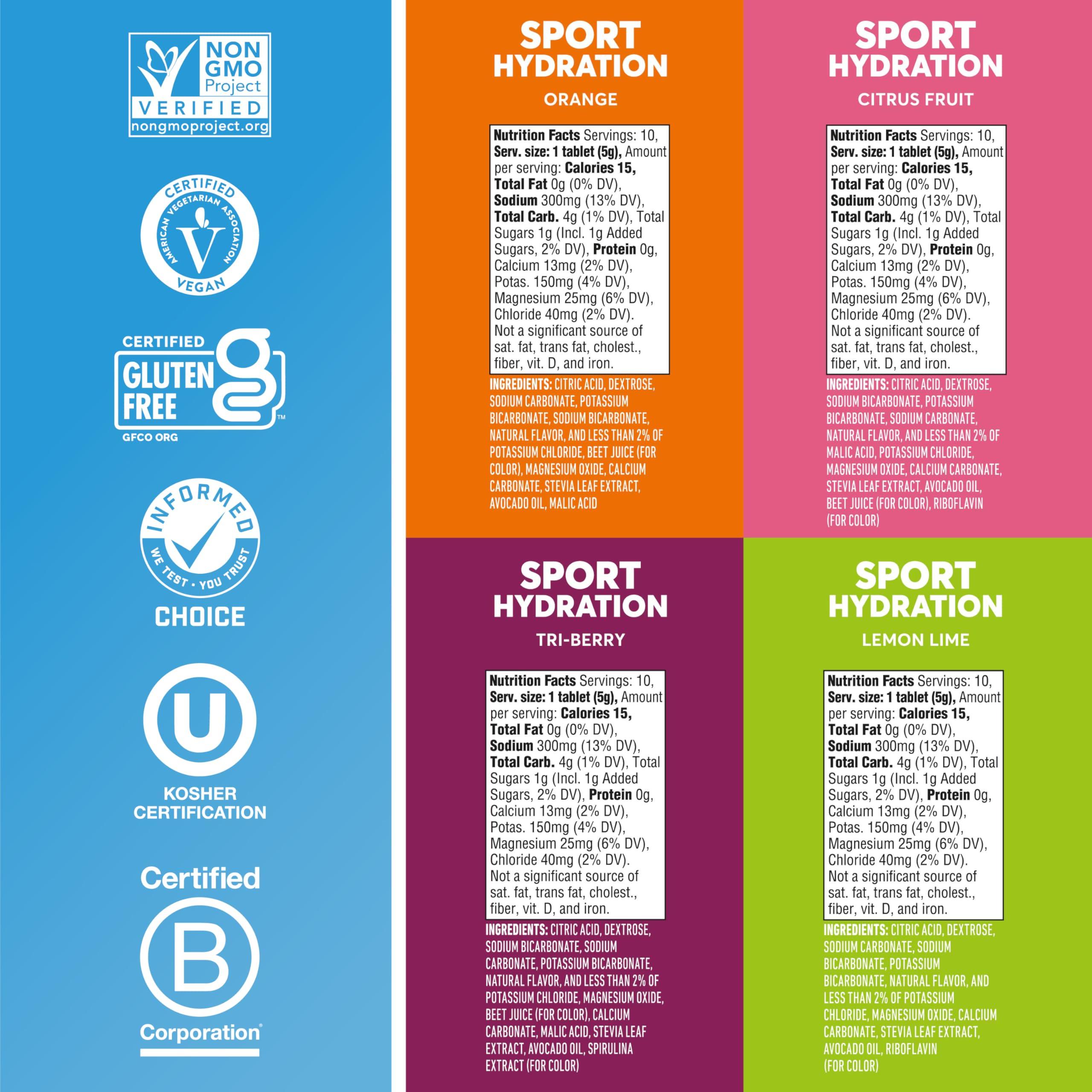 Nuun Nuun Sport Electrolyte Tablets - Dissolvable in Water, Mixed Citrus Berry Flavors, 5 Essential Electrolytes for Hydration, 1g Sugar Drink Mix, Vegan, Non-GMO, 4 Pack (40 Total Servings)