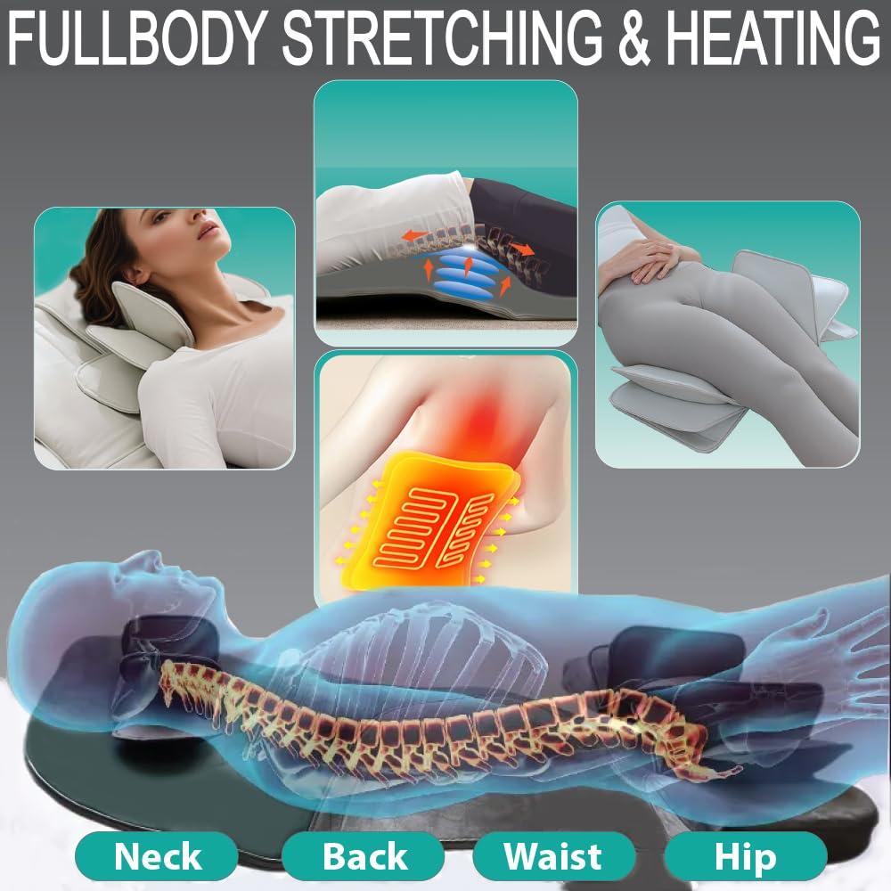 PHONECARE PHONECARE Full Body Stretching Massage Mat with Airbags. 3D Lumbar Traction - Neck, Back, Waist, Hip Relaxation & Pain Relief. Back Heating Massager Pad, Foldable & Portable.