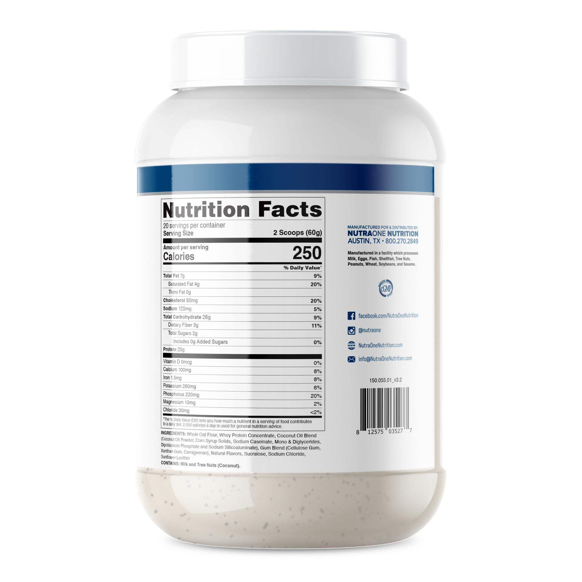 NutraOne Nutrition Real Meal by NutraOne - Perfect Meal Replacement Powder for Everyday Goals | Including Whey Protein, Coconut Oil, and Gluten-Free Oats* (Blueberry 2.6 lbs.)