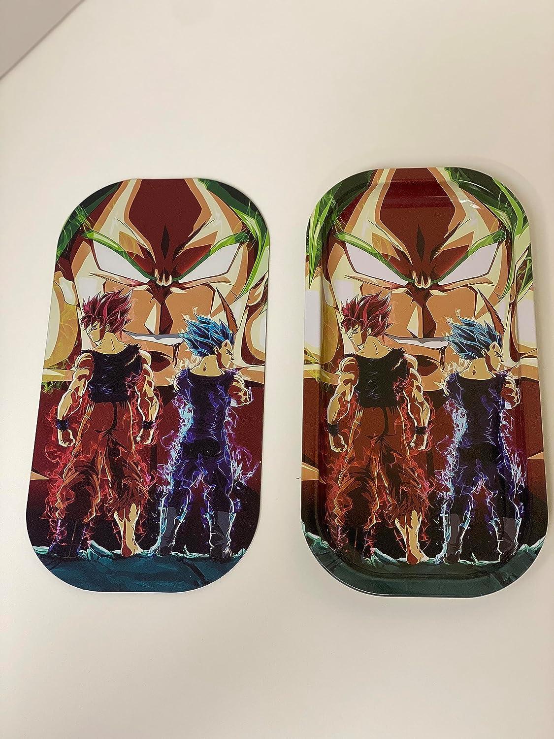 Wu Metal Rolling Tray Goku Black Super, Ultra Super Saiyan with Magnetic Cover 8x4 Inches
