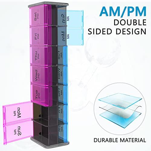 BEXEEN Extra Large Pill Organizer- XXL Pill Box 7 Day - Weekly Pill Organizer with AM PM Large Compartments Big Pill Case for Supplements Jumbo Pill Holder for Vitamins Huge Medicine Organizer 2 Times a Day