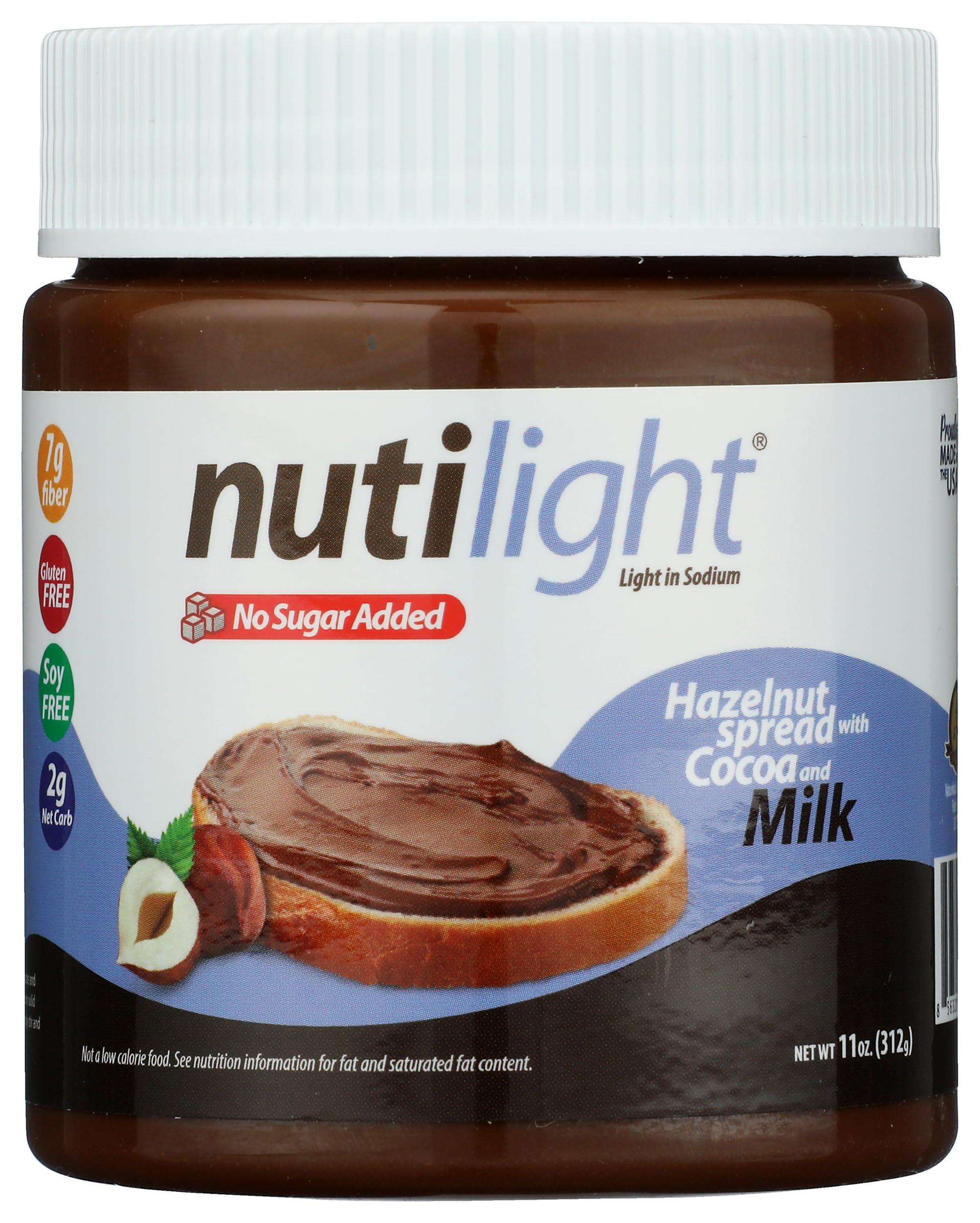 Nutilight Nutilight No Sugar Added Hazelnut Spread with Cocoa and Milk, Keto and Diabetic Friendly, Non-GMO, Gluten-Free, and Soy-Free, 11 Oz (Pack of 1)
