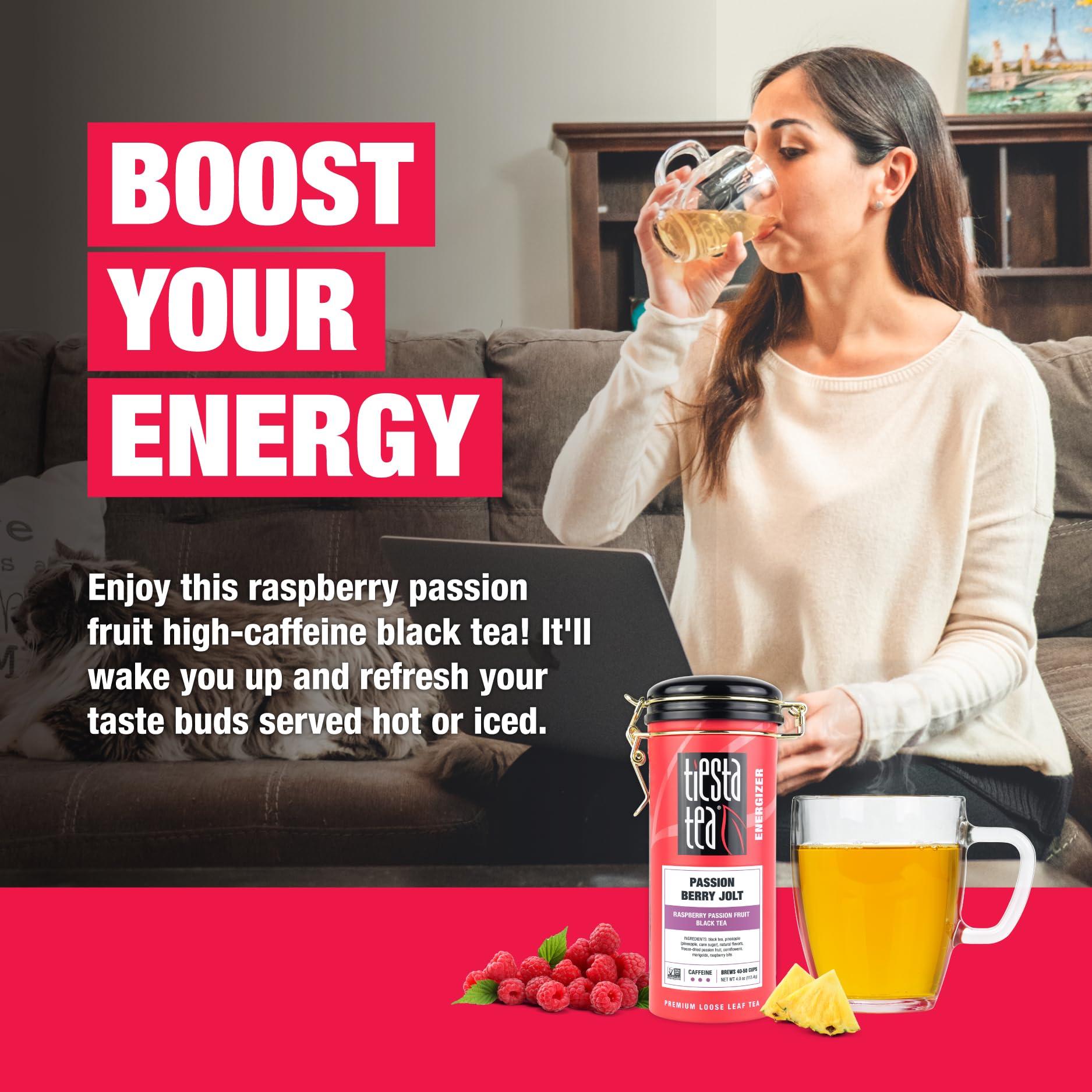 Tiesta Tea Tiesta Tea - Passion Berry Jolt, Raspberry Passion Fruit Black Tea, Premium Loose Leaf Tea Blends, Caffeinated Black Tea, Make Hot or Iced Tea & Brews Up to 50 Cups - 4oz Refillable Tin (Pack of 6)