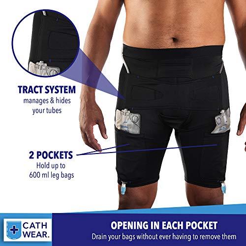 CATH WEAR Cathwear Catheter Leg Bag Underwear - Leg Bag Holder for Men & Women| Medicare Approved -Compatible with Foley, Nephrostomy, Suprapubic & Biliary Catheters Holds (2) 600ml Leg Bags - Black - XX-Large