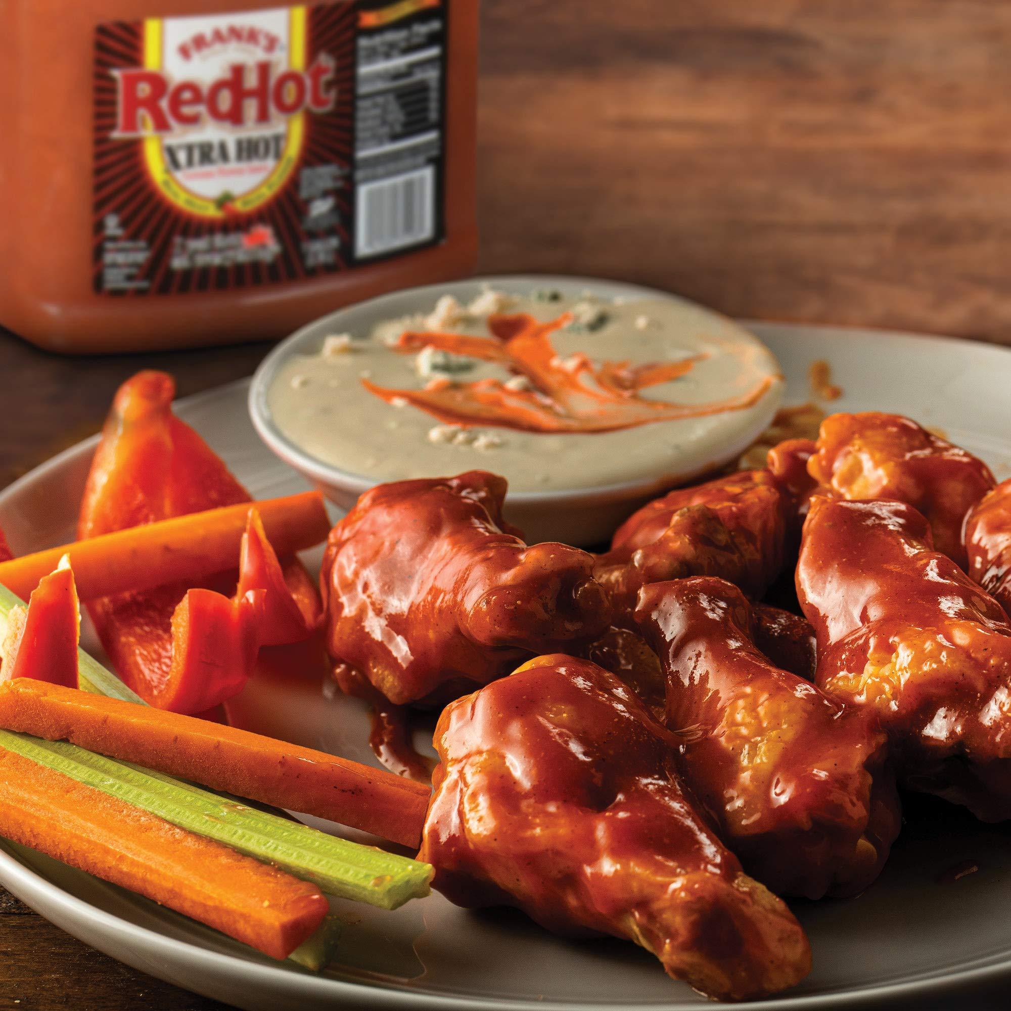 Frank's RedHot Frank's RedHot Xtra Hot Cayenne Pepper Hot Sauce, 1 gal (Pack of 4) - Four Gallon Containers of Extra Hot Cayenne Pepper Hot Sauce with 3x the Heat, Best for Wings, Pizza, Sides, Snacks, Bar Bites and