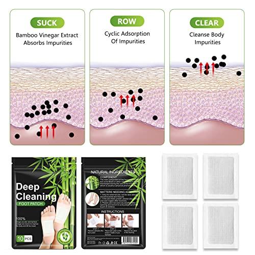 Tudiqe 20PCS Foot Pads, Natural Bamboo Vinegar Ginger Powder, Easy to Use and Feel Better, Ginder Foot Pads for Relaxation, Relieve Stress, Improve Sleep, Pain Relief