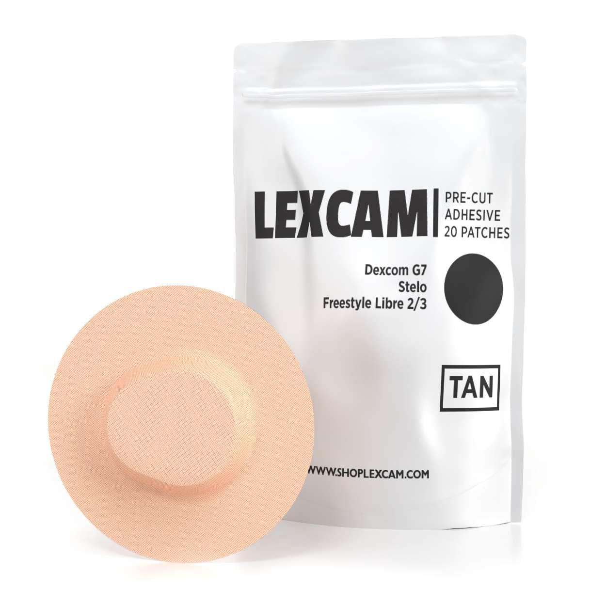 Lexcam Dexcom G7 and Stelo Adhesive Patches, Pack of 20, Lexcam CGM Covers, Color Tan, Sensor is NOT Included