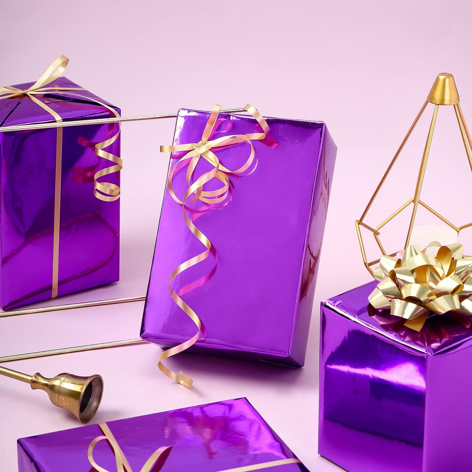 RUSPEPA RUSPEPA Purple Metallic Wrapping Paper - Solid Color Paper Perfect for Halloween, Birthday, Christmas, Baby Shower - 17.5 Inches X 32.8 Feet