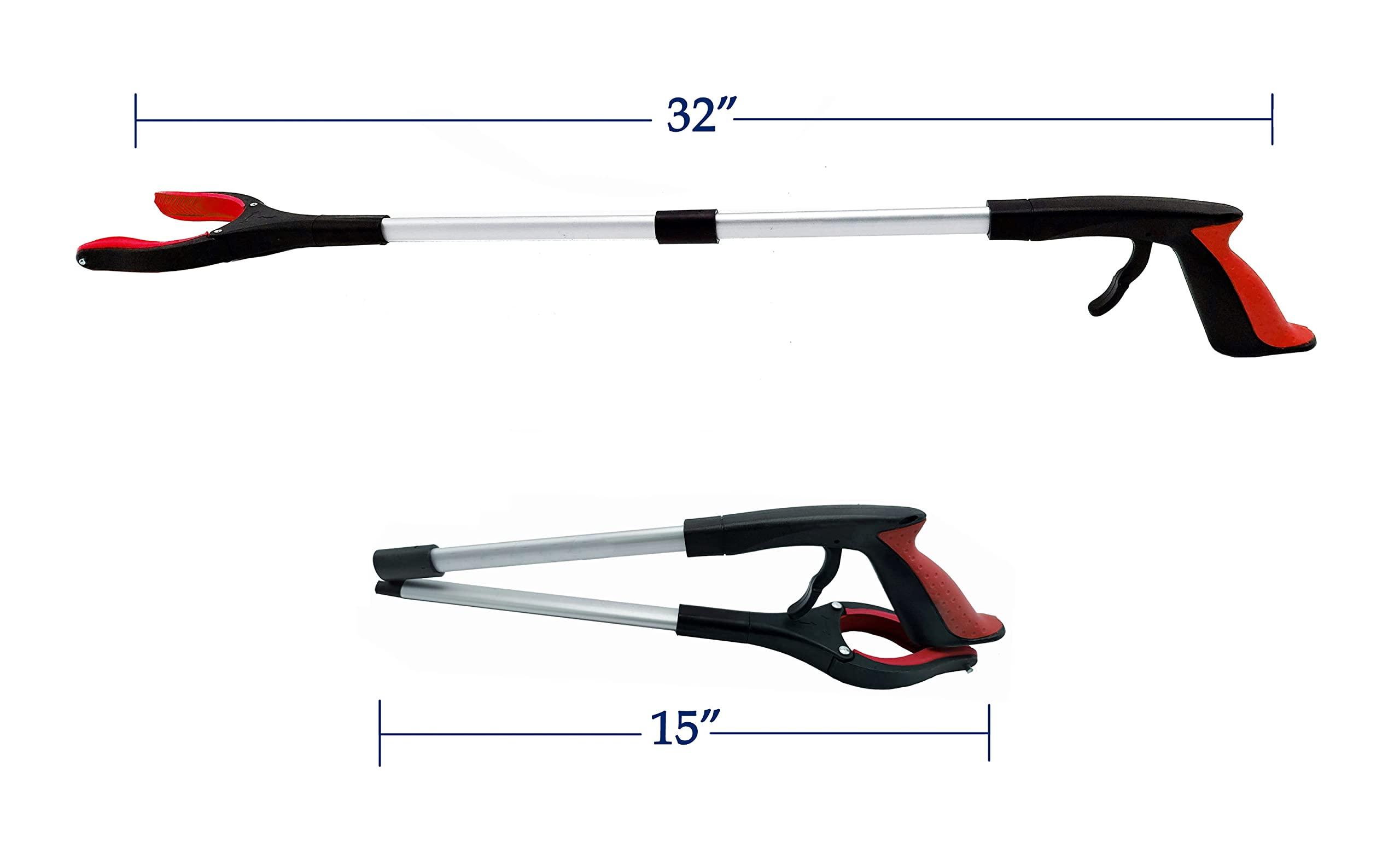HPr-HPi HPr-HPi Reacher Grabber Tool, Foldable Trash Picker Grabber, Trash Gripper, Garden Nabber, Litter Picker, Extended Grabber (Red)