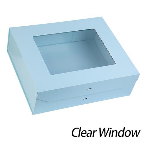 PLINJOY PLINJOY 3 Pcs Extra Large Blue Gift Box for Presents with Ribbon 19x16x6 Inches Clear Gift Box with Window Magnetic Closure Gift Boxes with Lids