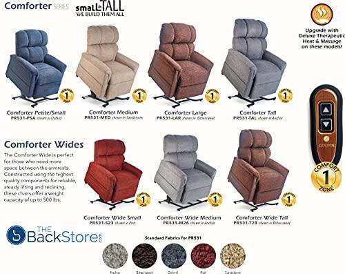 Golden Technologies Golden Technologies Comforter Series PR-531-LAR Large PR531 375 lb. Weight Capacity 3 Position Power Lift Chair Recliner - Oxford Blue Fabric