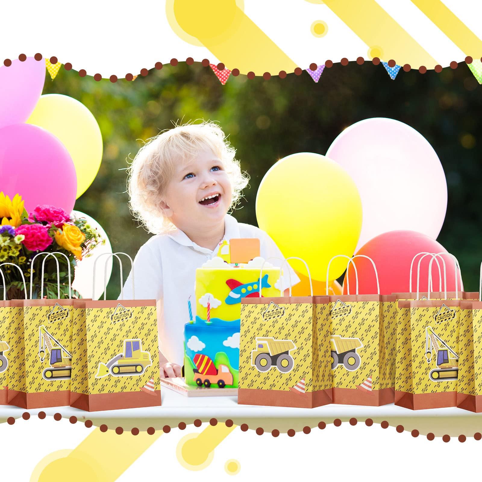 Spakon 24 Packs Construction Party Favor Bag Construction Birthday Party Supplies Decoration Dump Truck Goodie Gift Bags for Kids Boy Birthday Party Baby Shower Dump Truck Party