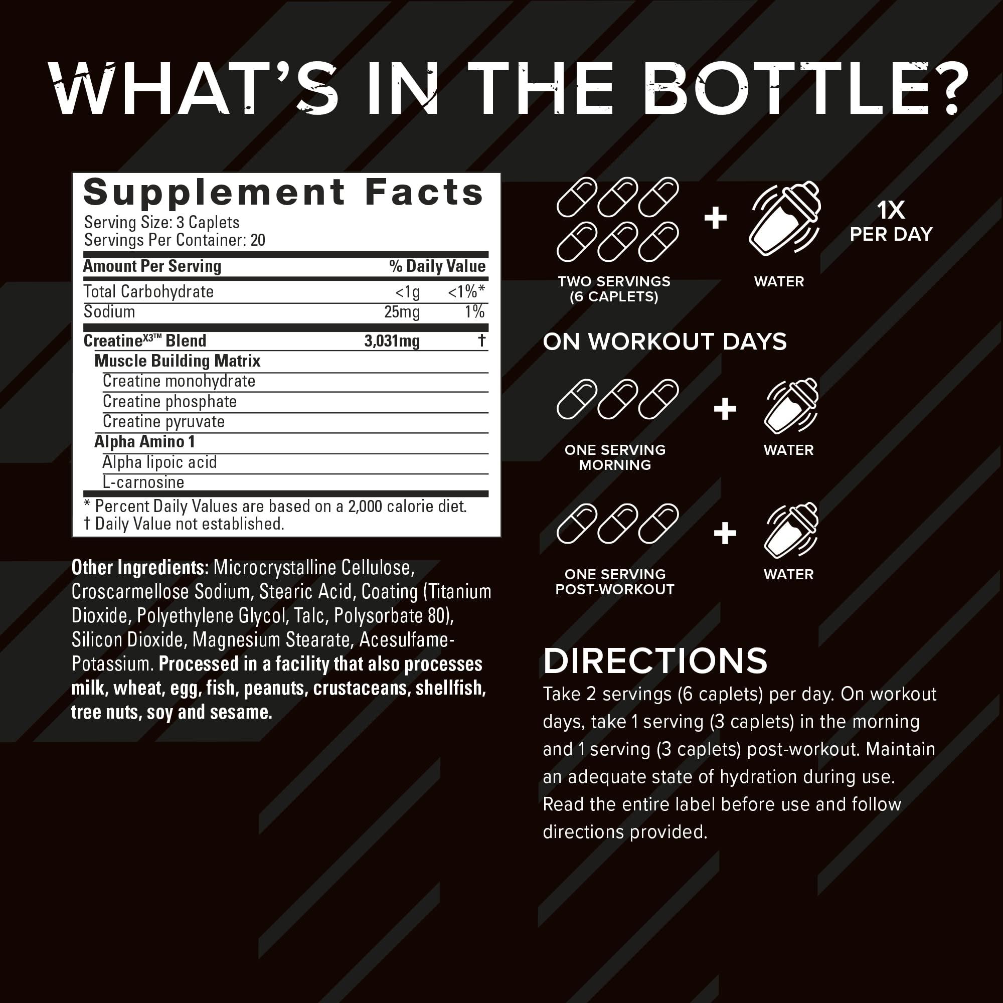 Six Star Six Star Elite 100% Whey Protein Plus Triple Chocolate 1.8lbs & Creatine Pills X3 Creatine Capsules Muscle Builder