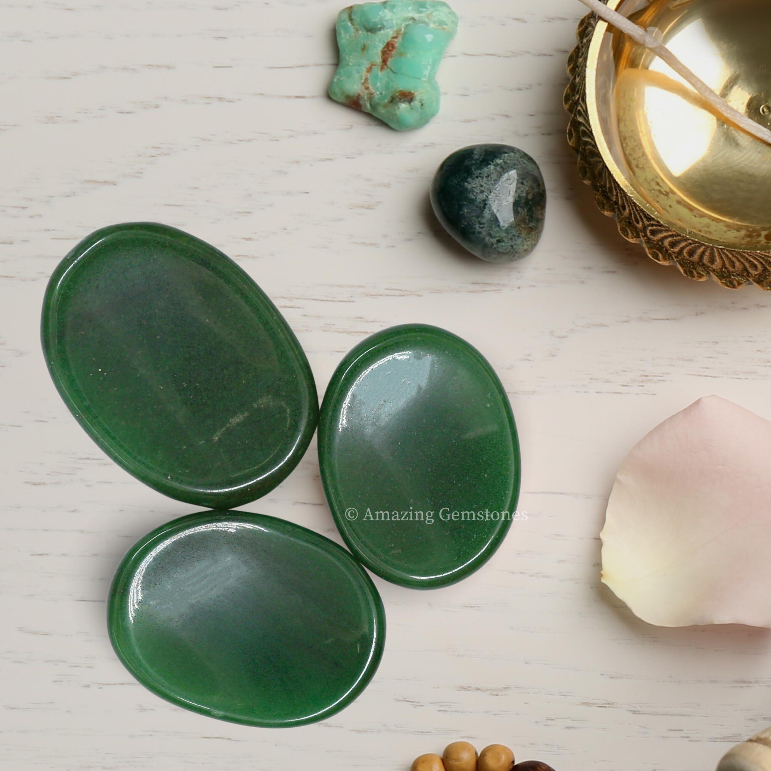 Amazing Gemstone Green Jade Aventurine Worry Stone Crystals and Healing Stones - Worry Stones for Stress Relief Gifts - Piedra Crystal Fidget for Meditation - Unique Stocking Stuffers and Birthday Gifts for Women, Men