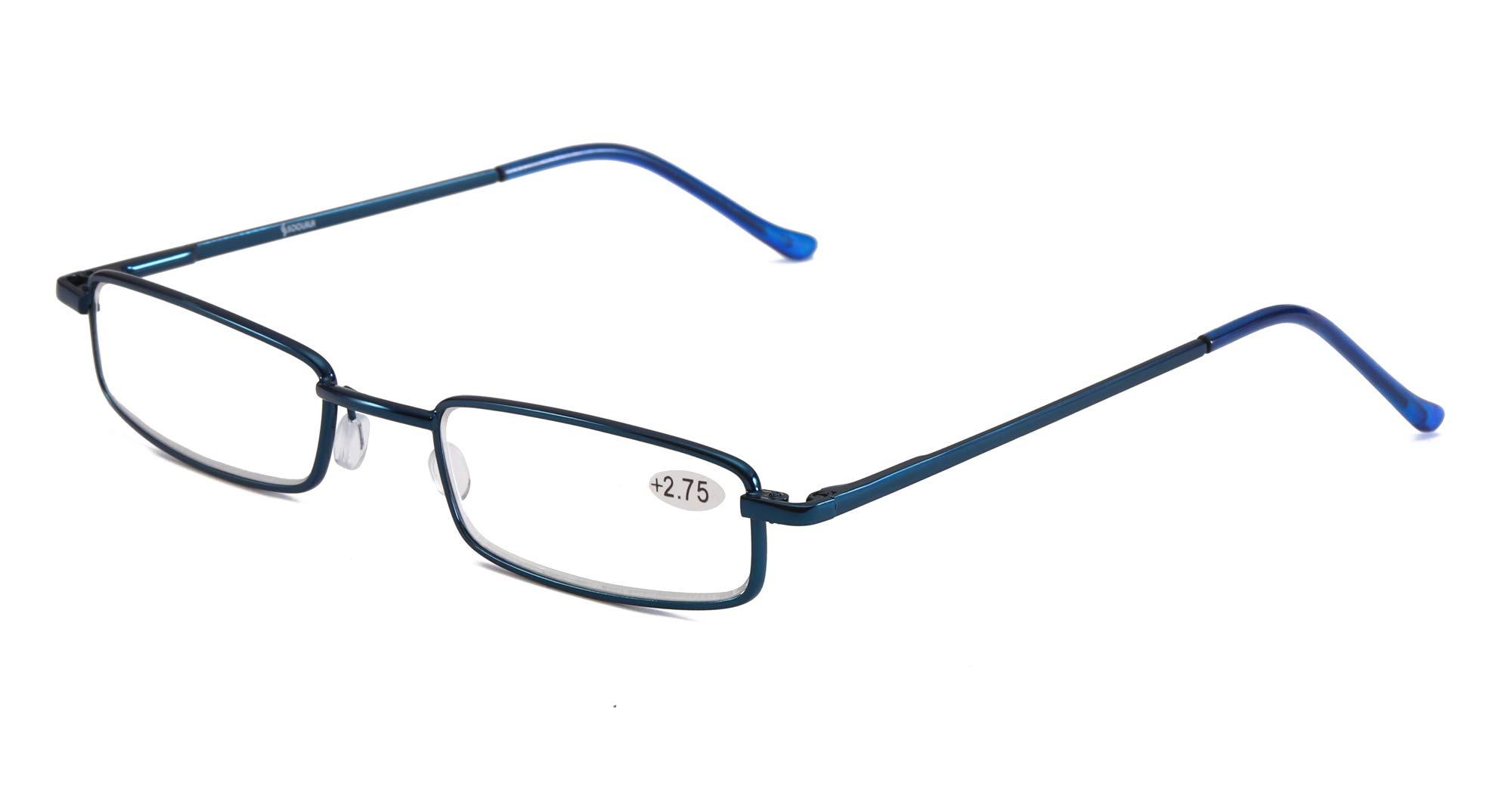 SOOLALA SOOLALA Mens Womens Lightweight Compact Reader Reading Glasses Reader w/Pen Clip Tube Case, Blue, +1.5x