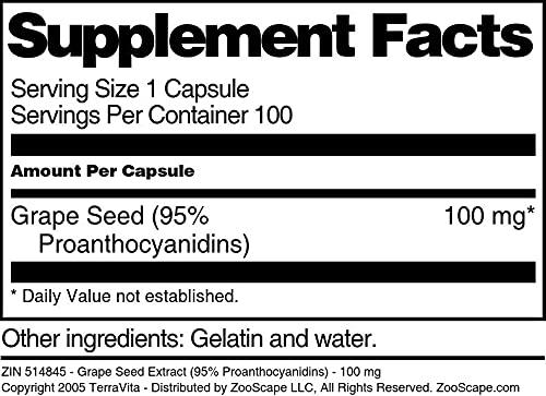 TerraVita Grape Seed Extract (95% Proanthocyanidins) - 100 mg (100 Capsules, ZIN: 514845) - 3 Pack