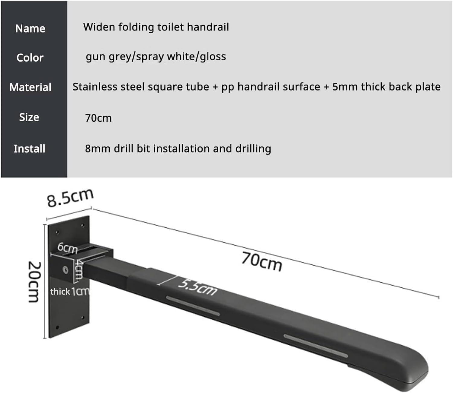 DIVIKO Foldable Toilet Grab Bar, Toilet Support Rail, Wall Mounted Bathroom Safety Grab Handle, for bariatric Elderly People, bariatric Disabled Support Bathroom Assist Assist Assist Rail (Color : B)