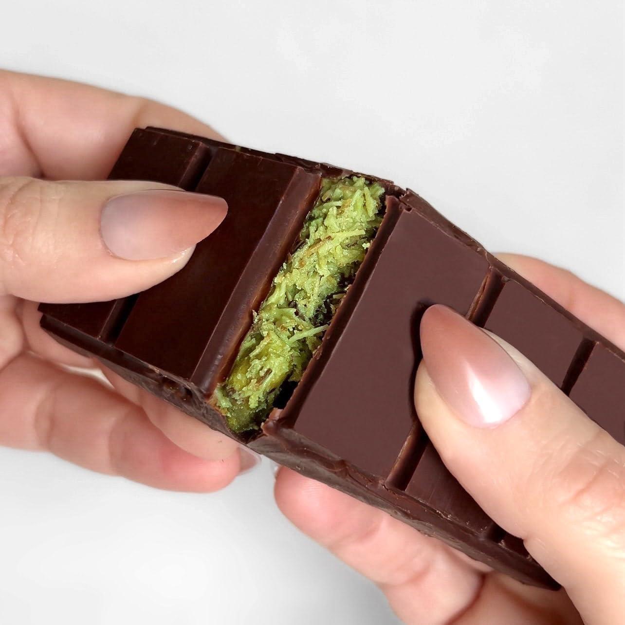 Rawmantic Chocolate DUBAI chocolate Knafeh Kanufeh Pistachio bar. 2.37oz/65g Vegan, Plant based